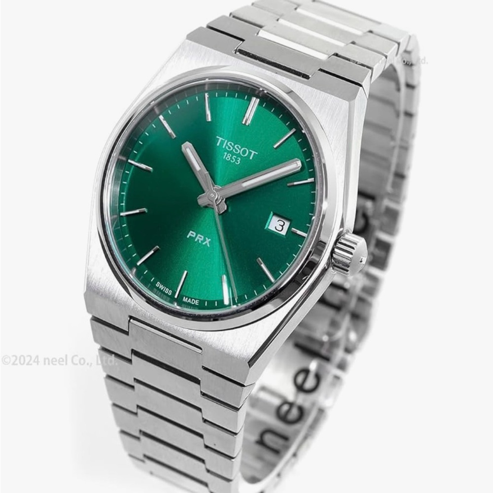 Tissot PRX Silver and Green Watch - Picture 2 of 6